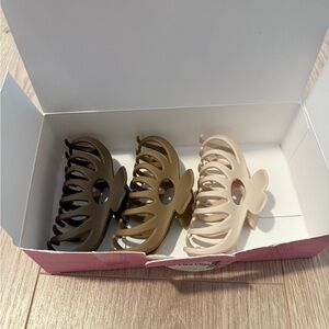 Set of Three Hair Claw Clips in Neutral Tones